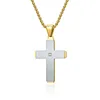 Manufacturers wholesale religious jewelry new titanium steel gold-plated retro brushed cross pendant men's necklace